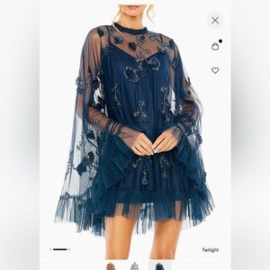 Mac Duggal Midnight Blue Embellished Mini Dress